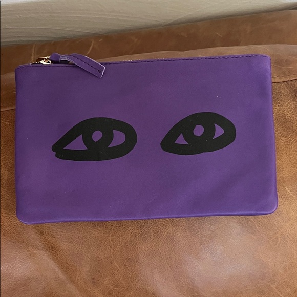 Clare V Wallet Clutch Iris Leather with Eyes - Picture 1 of 7